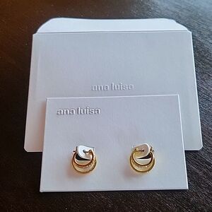 ANA LUISA DOUBLE HOOP CUBIC ZIRCONIA EARRINGS